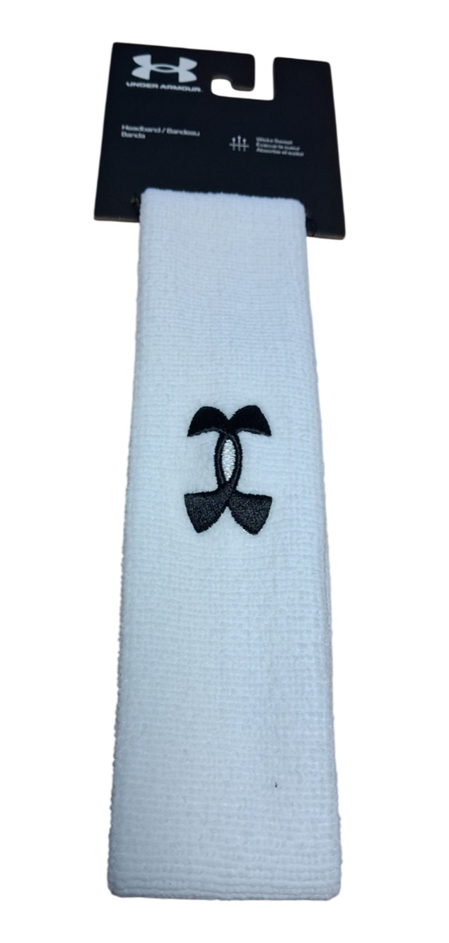 Under Armour Men's Performance Headband White Black OSFA 1276990 New